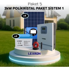 Lexron 3kw Jel Akülü Solar Paket Sistem 1 (Paket 5)