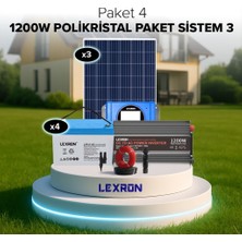 Lexron 1200W Jel Akülü Solar Paket Sistem 3 (Paket 4)