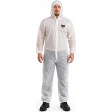 DNG Workwear 6111 Basic Cat I Tek Kullanımlık Tela İşçi Koruyucu Tulum 20 GSM Nonwoven Fermuarlı Kapüşonlu Nefes Alabilir Su İtici