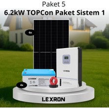 Lexron 6.2kw Jel Akülü Solar Paket Sistem 1 (Paket 5)