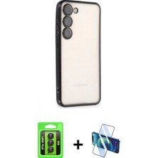 Pileli Store Pilelistore™ Galaxy S23 Kılıf Vadi Minimal - Siyah 3D Antistatik Seramik Nano Ekran Koruyucu + Raze Metal Kamera Lens - Sh