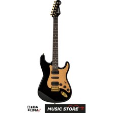 New Orleans Vega Goldon Bg Hsh Elektro Gitar - Siyah ve Altın Rengi