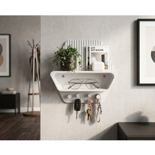 3 Boyutlu Hepsi Modern Giriş Holü Düzenleme Rafı, Hexagonal (Altıgen) ve Çizgili Üst Panelli, Anahtar Kancalı, Kendinden Yapışkanlı Yada Vidalı Montaj, Askılı Modern Giriş Holü Düzenleyici Rafı