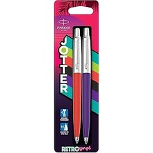 Uravas Store Parker Jotter Originals Tükenmez Kalemler | Retrowave Koleksiyonu | Vermilion Kırmızı ve Indigo Mor