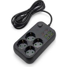 Nargo Çoklu Priz Uzatma Kablosu 4 Soket + 4 USB + 2 Type-C – Termal Akım Korumalı, Isıya Dayanıklı, Çocuk Korumalı Güvenli Priz 100-250V