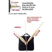 Cnr Shop Saat Mekanizması, 18 mm Şaft Sessiz Çalışır Akar, Saat Motoru Akrep-Yelkovan-Saniye-(Askılı)