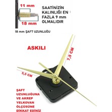 Cnr Shop Saat Mekanizması, 18 mm Şaft Sessiz Çalışır Akar, Saat Motoru Akrep-Yelkovan-Saniye-(Askılı)