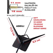 Cnr Shop Saat Mekanizması 18 mm Şaft Boyu Saat Makinesi Sessiz Çalışır Akrep-Yelkovan-Saniye-(Askılı)