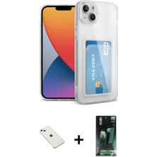 Marsilyan™- iPhone 14 Kılıf Doruk Klasik Koleksiyonu - Şeffaf 360 Full Body Arka Koruyucu + Pembe Diamond Kamera Lens