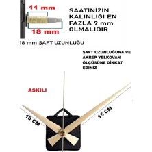 Cnr Shop Duvar Saati Mekanizması, 18 mm Şaft, Saat Mekanizma, Sessiz Çalışır Akrep-Yelkovan-Saniye-(Askılı)