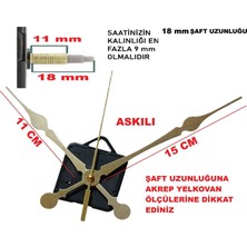 Cnr Shop Saat Mekanizması 18 mm Şaft Boyu Akar Sessiz Çalışır, Büyük Boy Akrep-Yelkovan-Saniye-(Askılı)