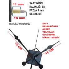 Cnr Shop Saat Mekanizması 18 mm Şaft Boyu Akar Sessiz Çalışır, Büyük Boy Akrep-Yelkovan-Saniye-(Askılı)