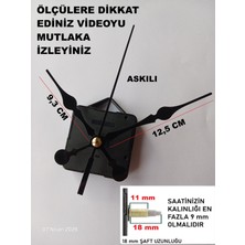 Cnr Shop Saat Mekanizması 18 mm Şaft Boyu Sessiz Çalışır Saat Mekanizması Akrep-Yelkovan-Saniye-(Askılı)