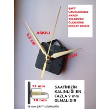 Cnr Shop Saat Mekanizması, 18 mm Şaft Boyu Sessiz Çalışır Saat Motoru Akrep-Yelkovan-Saniye-(Askılı)