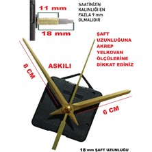 Cnr Shop Saat Mekanizması 18 mm Şaft Boyu Saat Makinesi Akar Sessiz Çalışır, Akrep-Yelkovan-Saniye-(Askılı)