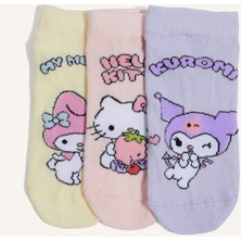 DeFacto Hello Kitty 3'lü Pamuklu Patik Karma Çorap Kız Çocuk H2351A8NS