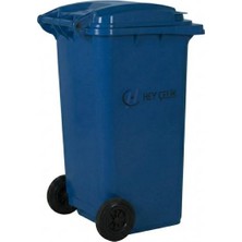 120 Litre Mavi Plastik Çöp Konteyneri | Tekerlekli Kapaklı Atık Konteyneri | Hey Çelik (PK-120)