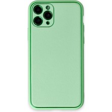 Mudanis Apple Iphone 11 Pro Kılıf Coco Deri Silikon Kapak - Açık Yeşil