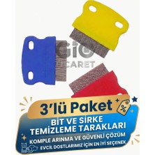 Gio Ticaret 3'lü Set Kedi Köpek Pire ve Bit Tarağı - Sık Dişli Çelik Sirke Temizleyici Evcil Hayvan Tüy Bakım Tarağı