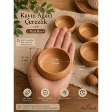 WoodBay 4 ’lü Kayın Ağacı Mini Çerezlik Sosluk 9 cm El Yapımı Ahşap Kase Kuruyemişlik Kahvaltılık Kase