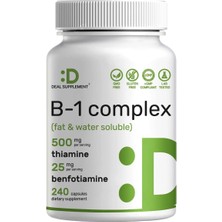 Deal Supplement Vitamin B1 Thiamin 500MG Benfotiamine 2 In 1 Enhanced Formula – Fat & Water Soluble 240 Caps