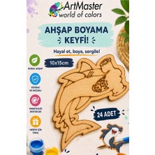 ArtMaster Ahşap Boyama Köpek Balığı 24 Adet 10X15CM Boyama Deniz Figürü Etkinlik Çoçuk Gelişim Motor Beceri Kreş Anasınıfı