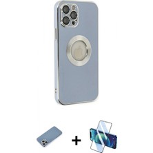 Marsilyan™- iPhone 12 Pro Kılıf Iz Form Serisi - Siyah 3D Antistatik Seramik Nano Ekran Koruyucu + Shine Kamera Lens Koruma Cam - Gs