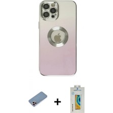 Marsilyan™- iPhone 12 Pro Kılıf Kutup Yansıma Özel Seri - Siyah Polymer Nano Ekran Koruyucu + Shine Kamera Lens Koruma Cam - Pe