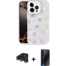 Marsilyan™- iPhone 15 Pro Max Kılıf Odak Prime - Siyah 3D Antistatik Hayalet Cam Ekran Koruyucu + Lacivert Raze Metal Kamera Lens