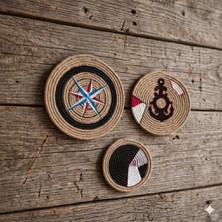 My Work Shop 3'lü Set El Yapımı Hasır Duvar Süsü - Marin Konsept Denizci Temalı Jüt Duvar Dekoru