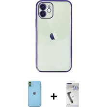 Marsilyan™- iPhone 11 Kılıf Vadi Minimal - Şeffaf Uv Polymer Nano Ekran Koruyucu + Neon Fosforlu Kamera Lens - Yl
