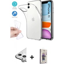 Marsilyan™- iPhone 11 Kılıf Zirve Doku - Siyah Bilvis 3D Cam Ekran Koruyucu + Raze Metal Kamera Lens - Gs