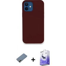 Marsilyan™- iPhone 12 Kılıf Zirve Modern Özel Seri - Siyah Bilvis 5in1 5d Magic Hayalet Cam Ekran Koruyucu + Gold Shine Kamera Lens Koruma Cam