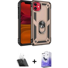 Marsilyan™- iPhone 11 Kılıf Ahenk Klasik Koleksiyonu - Siyah Bilvis 5in1 5d Magic Hayalet Cam Ekran Koruyucu + Kamera Lens Koruma Cam - Sf