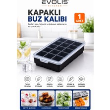 Evolis Kitchen 1 Adet 15 Bölmeli Kapaklı Silikon Buz Kalıbı-Et Suyu Saklama Kalıbı-Kokteyl Sunum Kalıbı-Çikolata Kalıbı-Buz Kalıbı