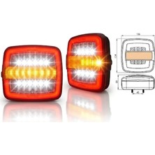 Reycar 2 Adet Kare Neon Stop Lambası 4 Fonksiyonlu 12-24V