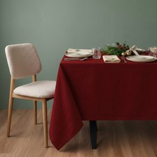 Gauze Fabric Design Safir Kadife Dokulu Kırmızı Masa Örtüsü