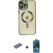 Marsilyan™- iPhone 12 Pro Max Kılıf Nova Işık Özel Seri - Siyah 18D Cam Ekran Koruyucu + Renkli Kamera Lens Koruma Cam - Yl