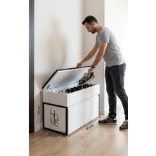 kapıönü Puflu Sandıklı Metal Ayakkabılık 8 Çift Kapasiteli Minderli Bench Oturak