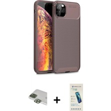 Pileli Store Pilelistore™ iPhone 11 Pro Max Kılıf Eksen Form Prime - Şeffaf Pasifik Cam Ekran Koruyucu + Pers Alüminyum Kamera Lens - Yl