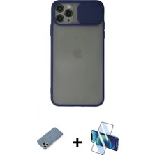 Pileli Store Pilelistore™ iPhone 11 Pro Max Kılıf Vadi Çizgi - Siyah 3D Antistatik Cam Ekran Koruyucu + Metal Kamera Lens Koruma Cam - Gs