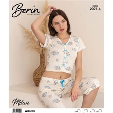 Berin 2027-4  Bayan Krop Kısa Kollu Milan Kapri Pijama Takımı