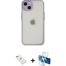 Pileli Store Pilelistore™ iPhone 14 Kılıf Ahenk Çizgi Serisi - Siyah 3D Antistatik Cam Ekran Koruyucu + Diamond Kamera Lens - Yl
