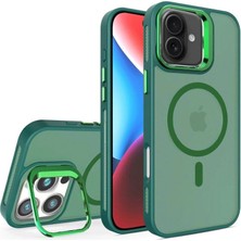 Mudanis Joko Apple Iphone 16 Plus Flet Lens Magsafe Kapak - Koyu Yeşil