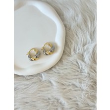 Revoia Gold ve Silver Detaylı Burgu Halka Küpe
