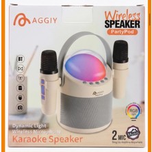 Aggiy Aggıy Partypod Karaoke Set 2 Kablosuz Mikrofon Bluetooth + Rgb