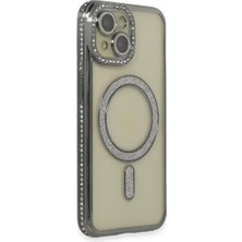 SDT Newface Apple iPhone 15 Kılıf Joke Simli Magneticsafe Kılıf - Gri