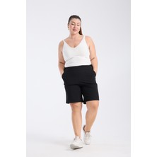 Gül Moda Siyah Büyük Beden Kumaş Şort G122-03