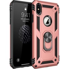 SDT Newface Apple iPhone x Kılıf Sofya Yüzüklü Silikon Kapak - Rose