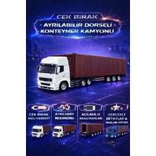 Ziventa 30 cm Çek Bırak Ayrılabilir Dorse Konteyner Kamyon Açılır Bagaj Kapılı Diecast Metal Oyuncak Tır